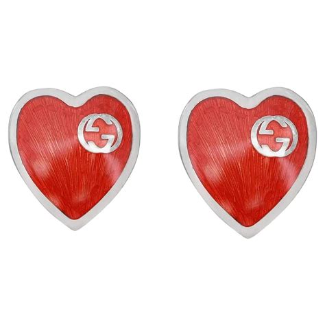 gucci heart earring|gucci enamel heart stud earrings.